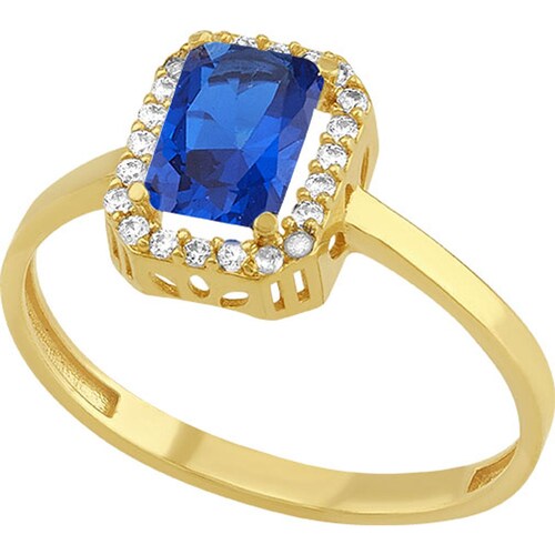Anillo Solitario Con Zirconia En Color Azul Elaborado En Oro De 10k + Regalo.