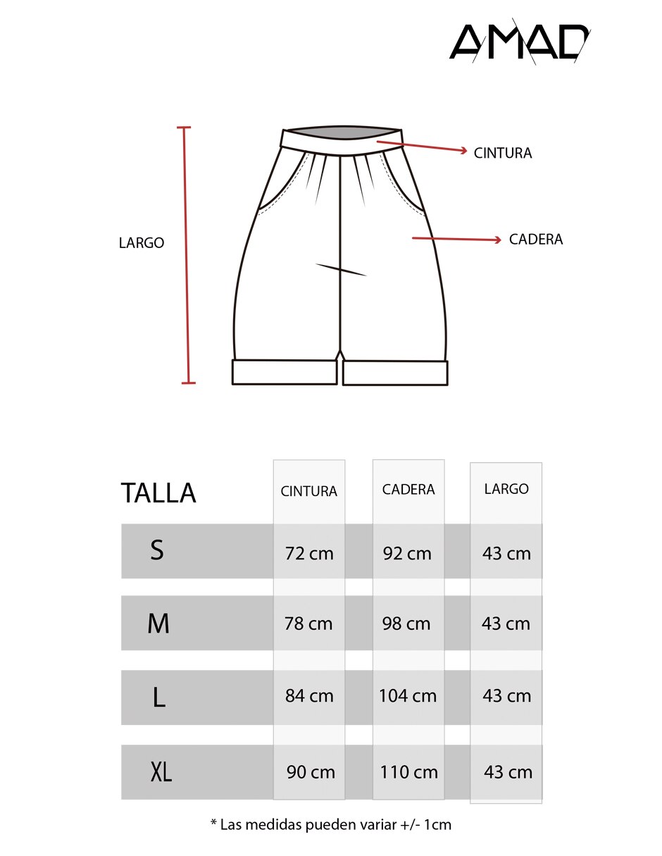 Medidas para 2025 short dama