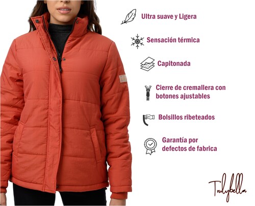 Chamarra Térmica Suave para Mujer Rojo Coral - Truly Bella