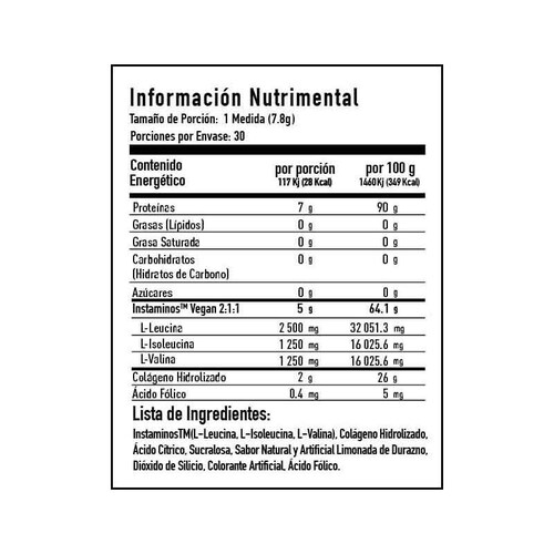 Aminoacidos Limit X Nutrition Sexy BCAA 240 G. 30 Serv. - Limonada