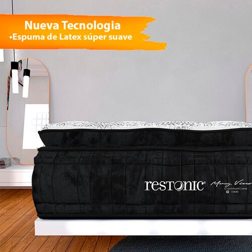 Colchón Matrimonial Restonic Malmo Lenin Con Mega Colchoneta Memory Foam Descanso Premium