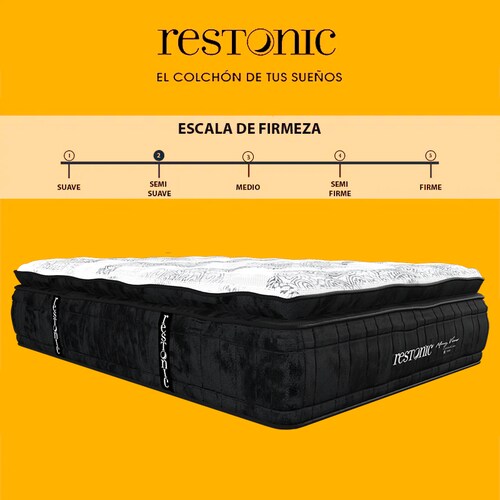 Colchón Matrimonial Restonic Malmo Lenin Con Mega Colchoneta Memory Foam Descanso Premium