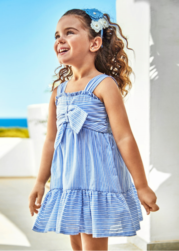 Vestido rayas moño marca Mayoral para niña