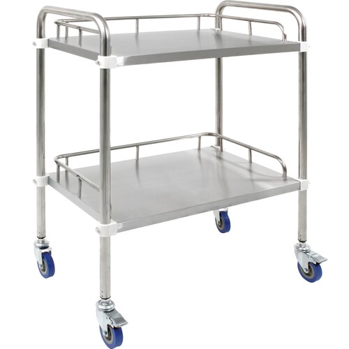 Mesa Auxiliar Multiusos Estetica Spa 2 Charolas Acero Inox