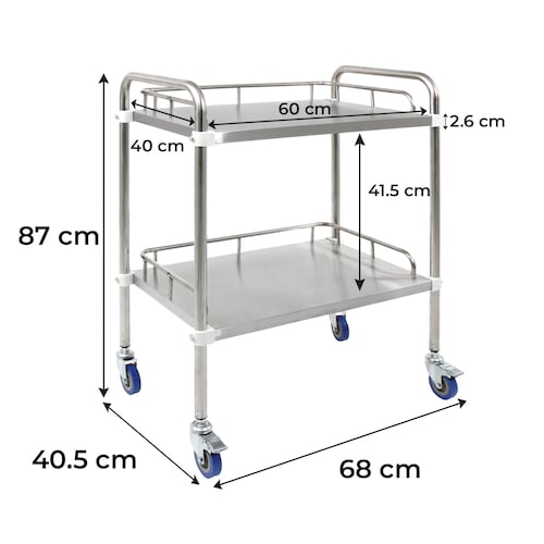 Mesa Auxiliar Multiusos Estetica Spa 2 Charolas Acero Inox