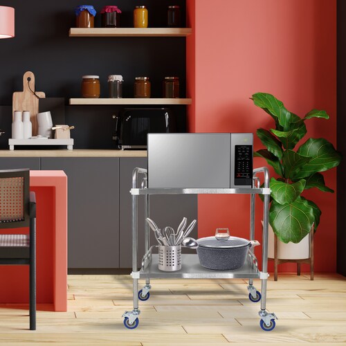 Mesa Auxiliar Multiusos Estetica Spa 2 Charolas Acero Inox