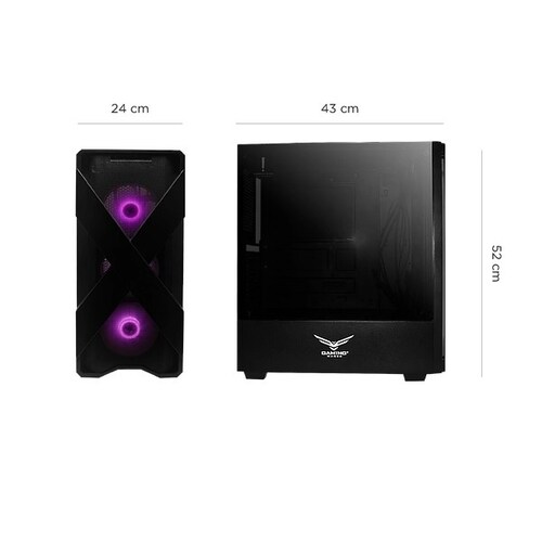 Gabinete Gaming X Crystal Case Full ATX Negro Panel Lateral Cristal Templado Gamer NA-0605