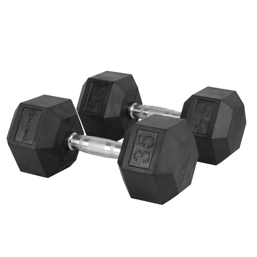 Kit 2 Mancuernas Hexagonales Acero Forro De Neopreno 35 lbs