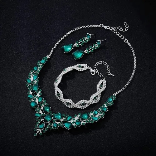 Conjunto De Joyas Para Mujer Collar Y Aretes Y Pulsera