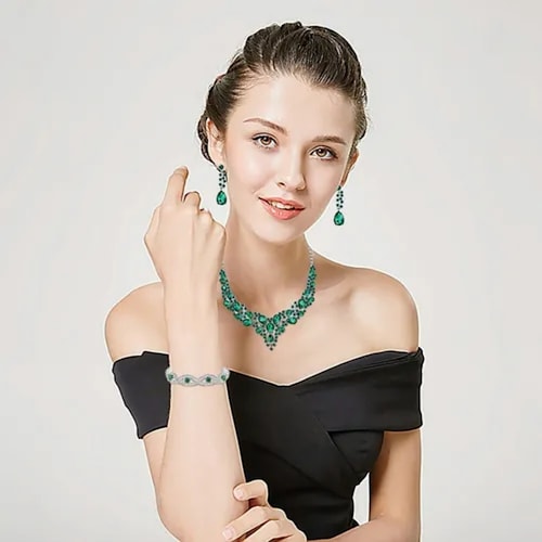 Conjunto De Joyas Para Mujer Collar Y Aretes Y Pulsera