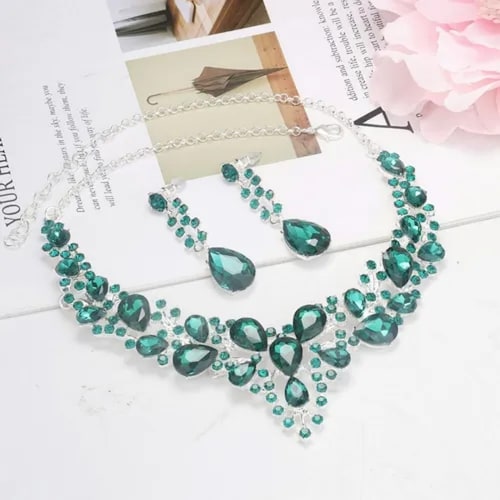 Conjunto De Joyas Para Mujer Collar Y Aretes Y Pulsera