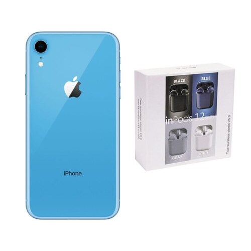 iPhone XR Azul Reacondicionado Grado A 64gb + Audífonos Genéricos