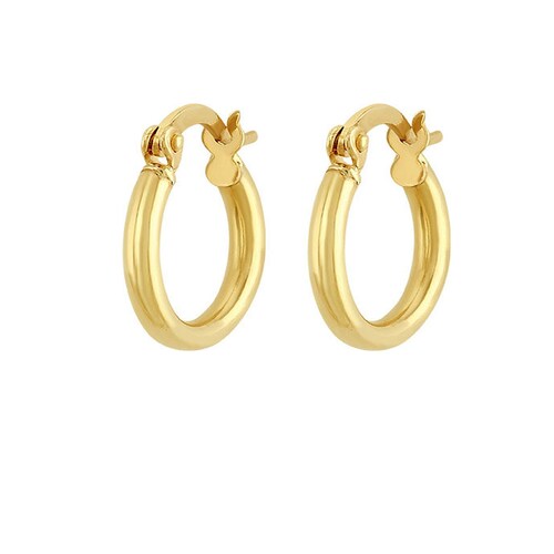 Arracadas Tubulares Lisas 1.5 Cm Elaborado En Oro De 10 K