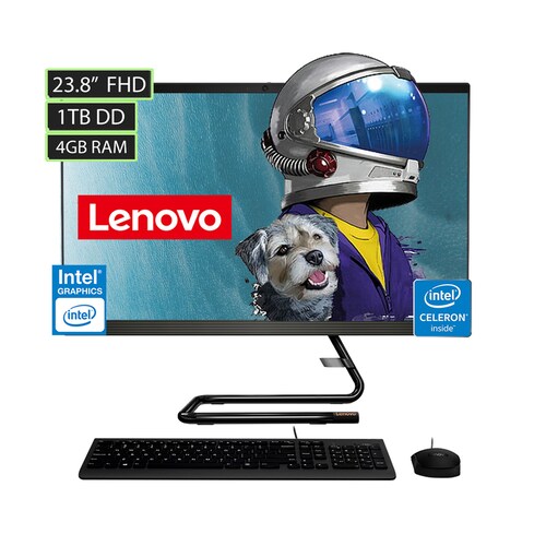 Computadora All In One Lenovo Ideacentre A340 Pantalla 23.8 Pulgadas Ram 4GB Disco Duro  de 1TB Intel Celeron Windows 10
