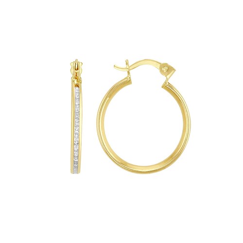Arracadas Delgadas Con Zirconias Elaborada En Oro De 10 K + Obsequio 