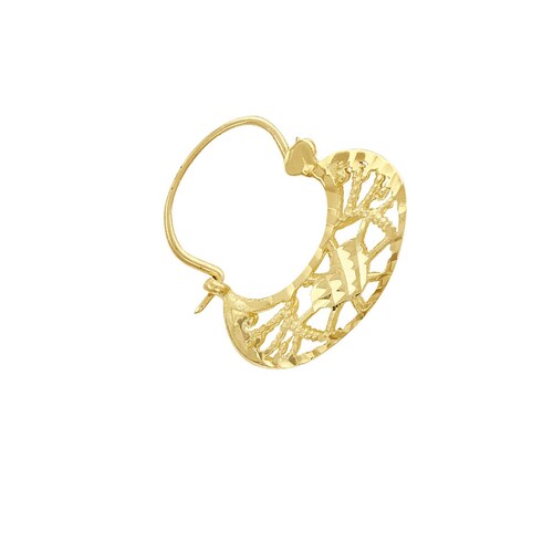 Arracada Canasta Diamantada Elaborada En Oro De 10 K