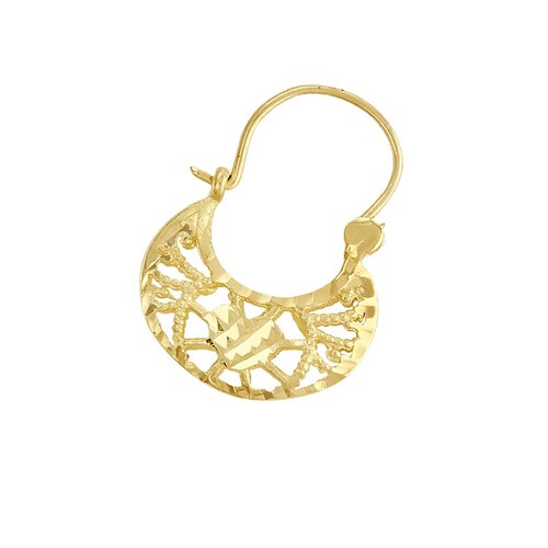 Arracada Canasta Diamantada Elaborada En Oro De 10 K