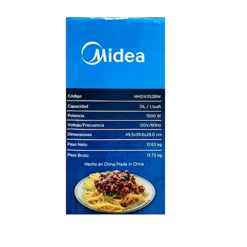 HORNO DE MICROONDAS MIDEA DE 1.1FT BLANCO CON NEGRO ELEGANTE