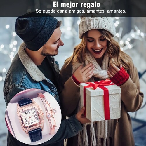 Reloj Con Correa Diamantes Moda Para dama & brazalete - Negro
