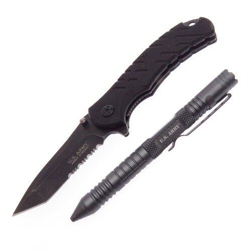 Usa4001Gy Us Army Combo Navaja Y Pluma Tactica Asistida.