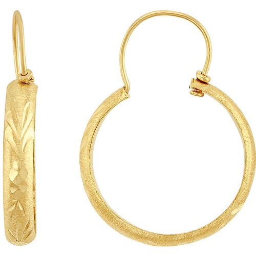 Arracadas Mini Angosta Grabadas#2 Elaborada En Oro De 10 K