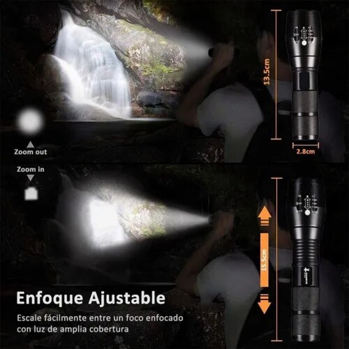 Lampara Táctica 3000 Lumens Cree Led T6 Recargable