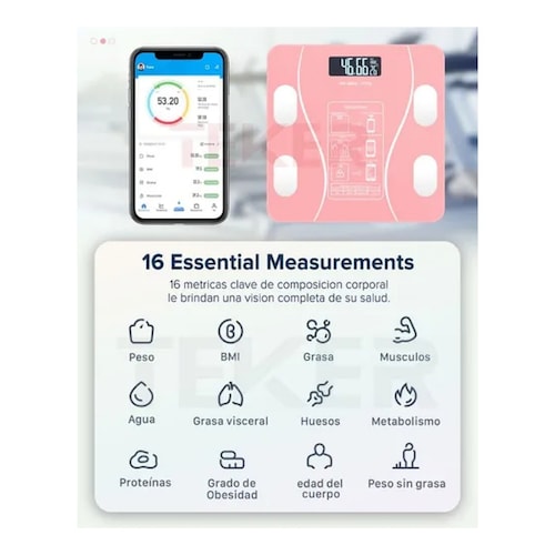 Báscula Electrónica De Baño Bluetooth Inteligente App Teker