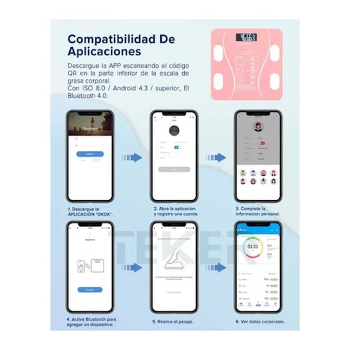 Báscula Electrónica De Baño Bluetooth Inteligente App Teker