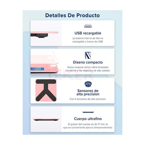 Báscula Electrónica De Baño Bluetooth Inteligente App Teker