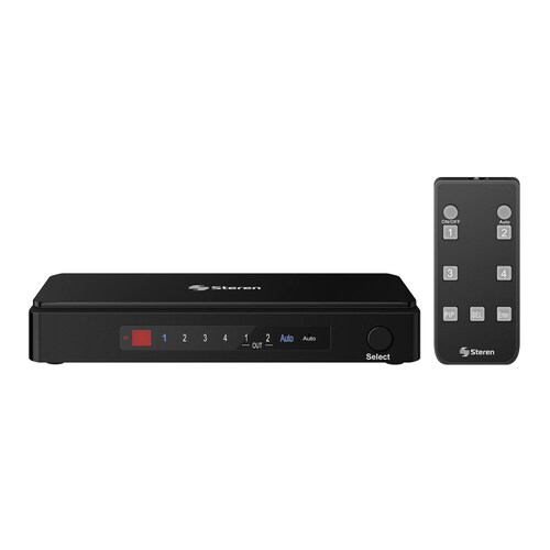 Steren Selector HDMI 4K de 4 entradas y 2 salidas, con control remoto y función PIP (Picture In Pict 