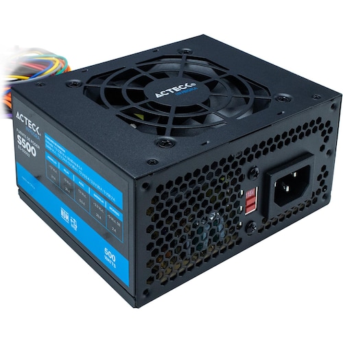Fuente de Poder Acteck S 500, 20+4 pin , 80mm, 500W, Negro, para Gabinetes Slim