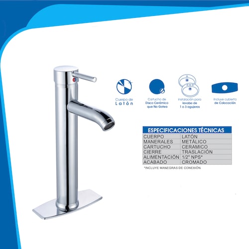 Llave Monomando para Lavabo Ecoaq-L210M.11 Grado Ecológico 