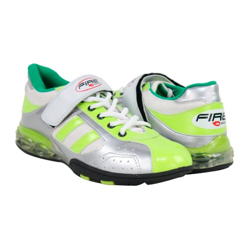Par de Zapatillas de Halterofilia Fire Sports Levantamiento Pesas Entrenamiento Importadas Verde/Plata