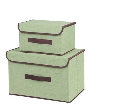 2 Juegos De Caja Plegable De Tela Para Almacenamiento  Marron