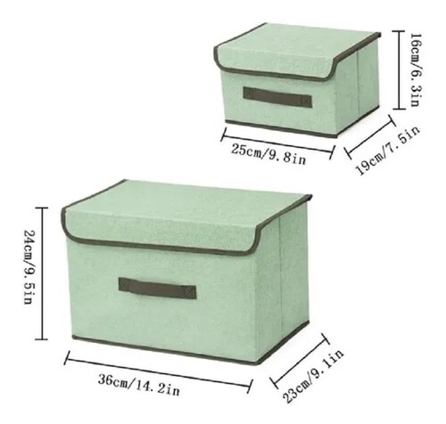 2 Juegos De Caja Plegable De Tela Para Almacenamiento  Marron