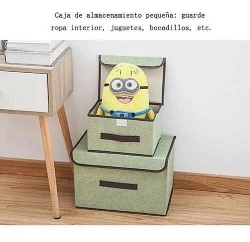 2 Juegos De Caja Plegable De Tela Para Almacenamiento  Marron