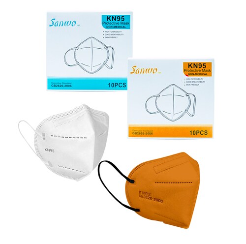 Cubrebocas KN95 Promocion Sanwo 100 piezas 50 color blanco 50 Naranja Mayoreo