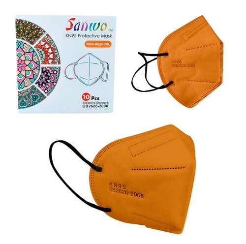 Cubrebocas KN95 Promocion Sanwo 100 piezas 50 color blanco 50 Naranja Mayoreo