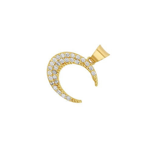 Dije Luna Con Zirconias Elaborado En Oro De 10k + Regalo