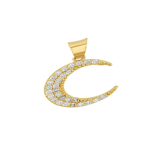 Dije Luna Con Zirconias Elaborado En Oro De 10k + Regalo