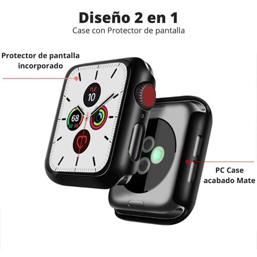Case para Apple Watch, SET 2 PCS, Carcasa de 44mm / 45mm con Protector de Pantalla Cristal Templado HD