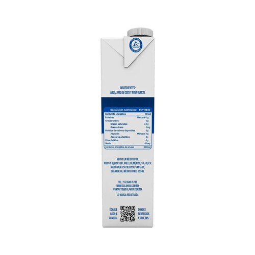 Calahua Leche De Coco Natural 6 Botes De 1lt