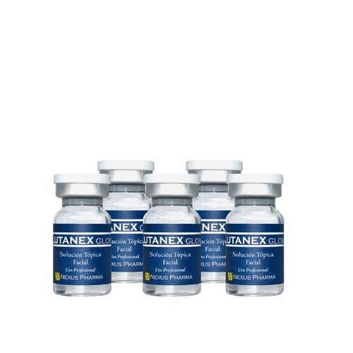 Glutanex Glow (5 viales) - SOLUCIÓN TÓPICA FACIAL USO PROFESIONAL / Sistema de Rejuvenecimiento Facial / Glutatión, PDRN, Péptidos y EGF's / Antioxidación, Aclaramiento, Despigmentación, Brillo y Regeneración / De Corea del Sur