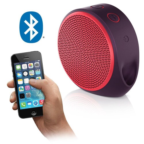 Bocina Logitech X100 Inalámbrica, Bluetooth Color Rojo/Morado. Nueva 