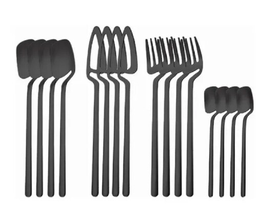 Juego De Cubiertos De Diseño Clásico De 16 Piezas Negro