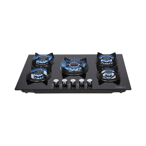 COMBO Parrilla de Cristal 76 cm Cristal Templ Negro y Campana Estandar Acero Inox 75 Cm + Horno Gas 60 cm.