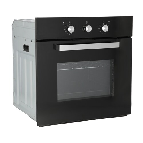 COMBO Parrilla de Cristal 76 cm Cristal Templ Negro y Campana Estandar Acero Inox 75 Cm + Horno Gas 60 cm.