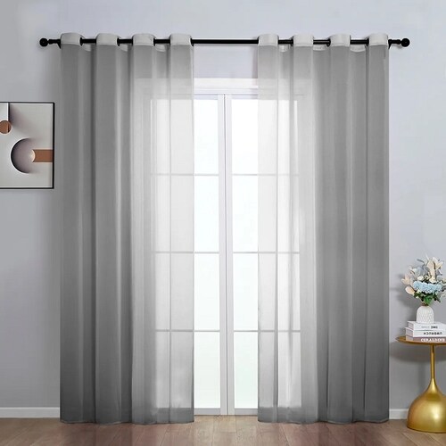 Cortinas 280cm Ancho X 225cm De Largo En 2 Paneles Gris