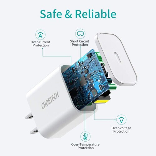 Cargador de Pared Tipo C Carga Rapida PD 20W Blanco