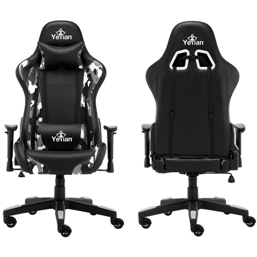 Yeyian Silla Gamer Ryuji Snow Camouflage, hasta 150kg, Negro/Blanco